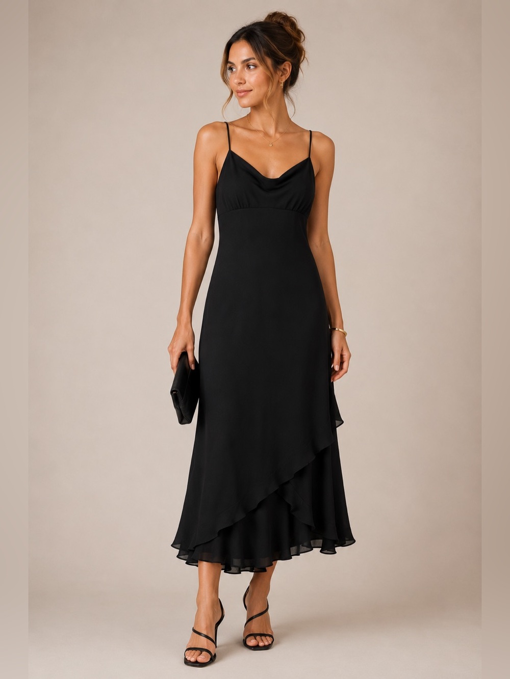 Ann Taylor Silk Strapless Black Dress Size 4 Tiered Cocktail